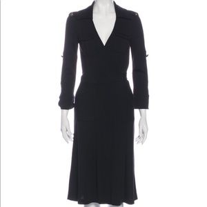 Diane Von Furstenberg Black Wool Wrap Dress